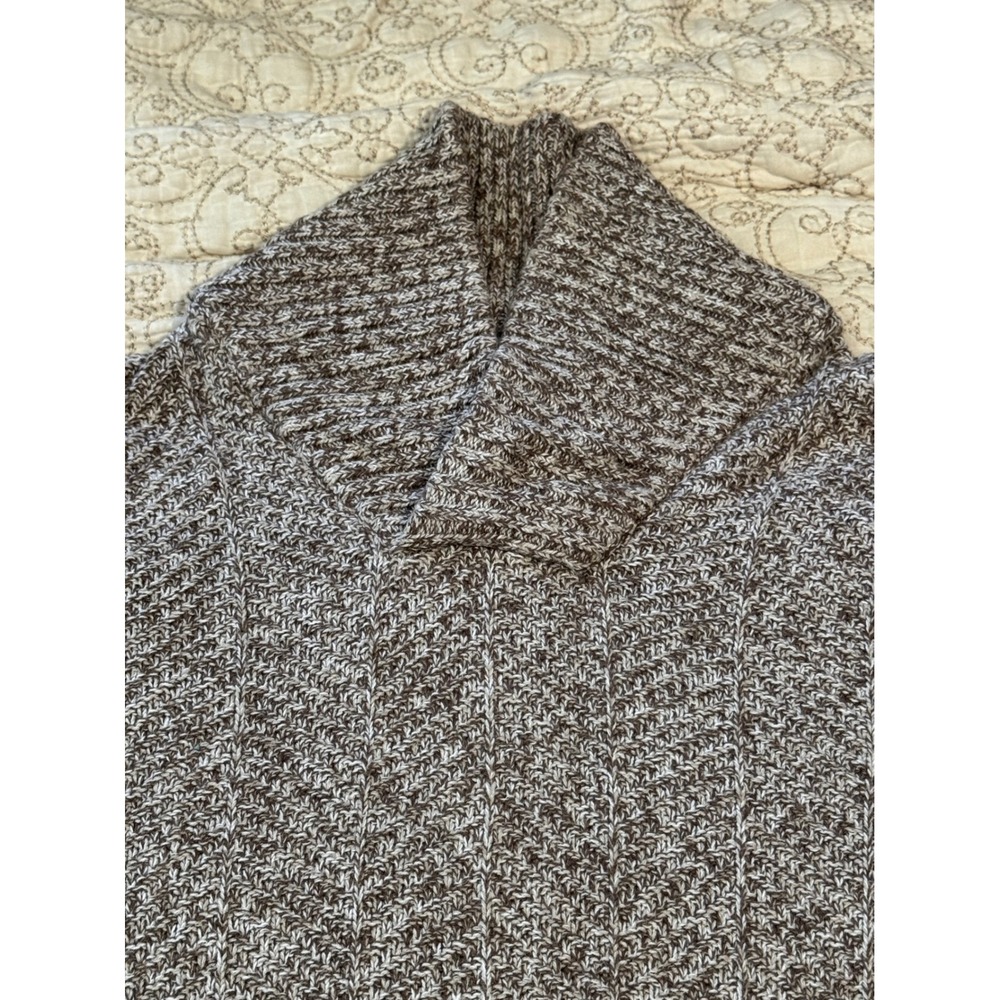 Marc Anthony Sweater Brown & White Knit Shawl Collar Slim Fit S